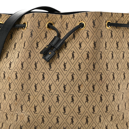 Saint Laurent Canvas All-Over Monogram Bucket Bag Black 8 of 11
