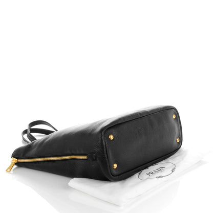 Prada Vitello Daino Side Zip Tote Black 4 of 8