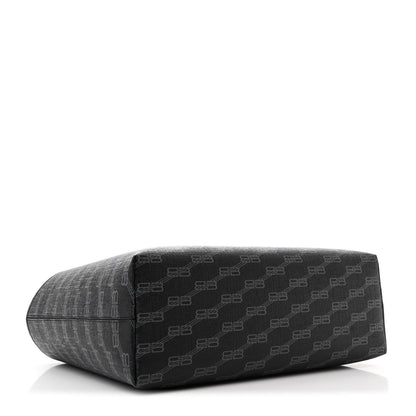 Balenciaga Coated Canvas BB Monogram Medium Signature East West Shopper Bag Black Grey 4 of 11