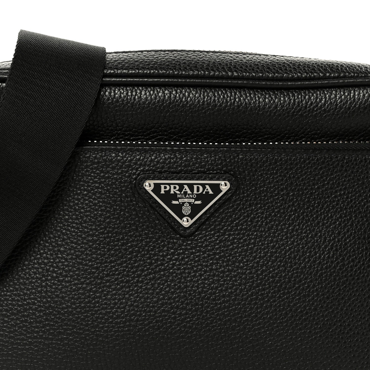 Prada Vitello Daino Zip Shoulder Bag Black 8 of 10