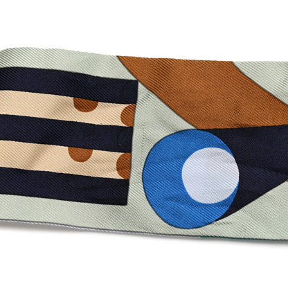 Hermes Silk Parade En Fanfare Twilly Bleu Camel Rouge 5 of 5