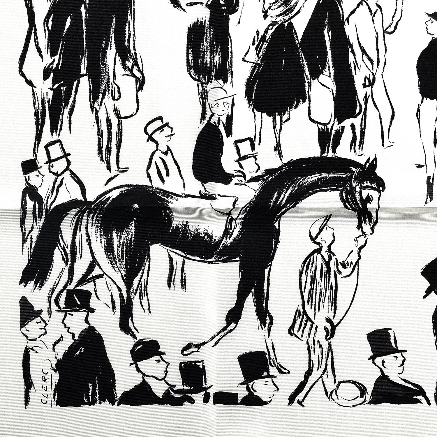 Hermes Silk Paddock Scarf 90 Blanc Noir Blanc 6 of 7