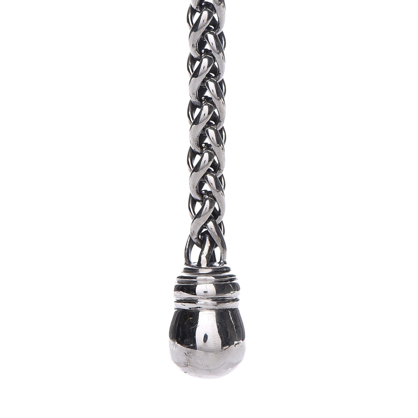 Sterling Silver Diamond Quatrefoil Lariat Wheat Chain Necklace
