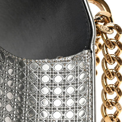 Christian Dior Metallic Patent Micro-Cannage Small Diorama Flap Bag Silver 11 of 21