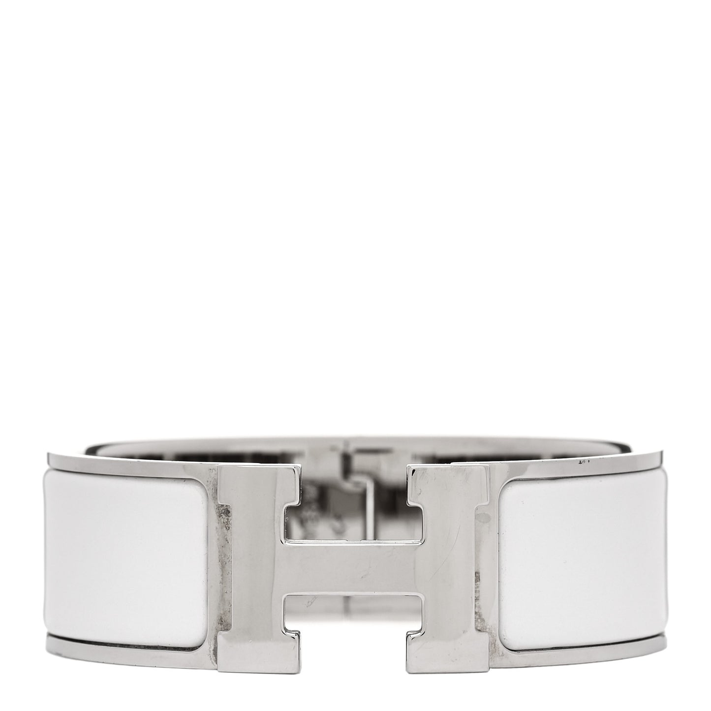 Enamel Wide Clic Clac H Bracelet PM White