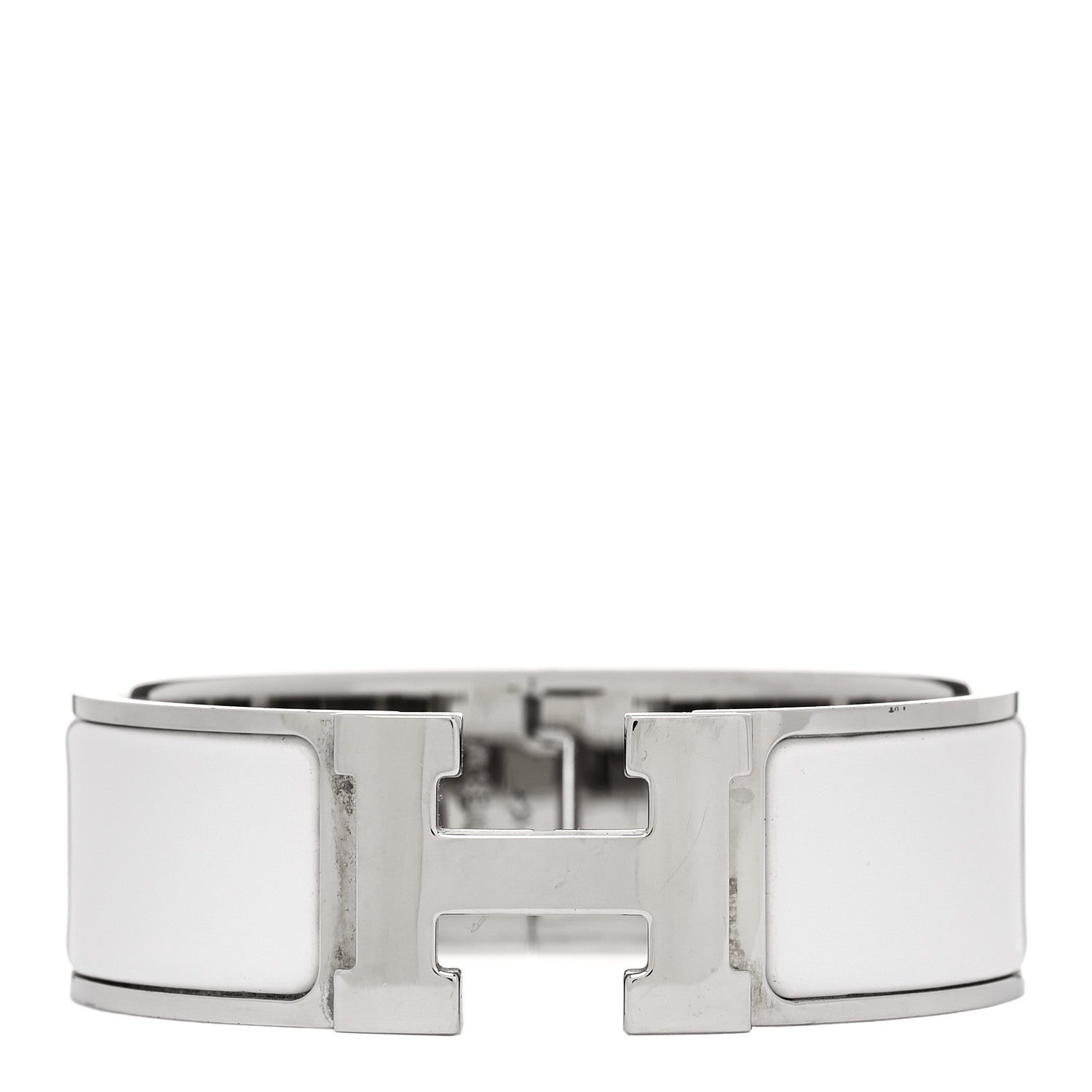 Hermes Enamel Wide Clic Clac H Bracelet PM White 1 of 3