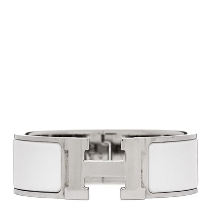 Hermes Enamel Wide Clic Clac H Bracelet PM White 1 of 3