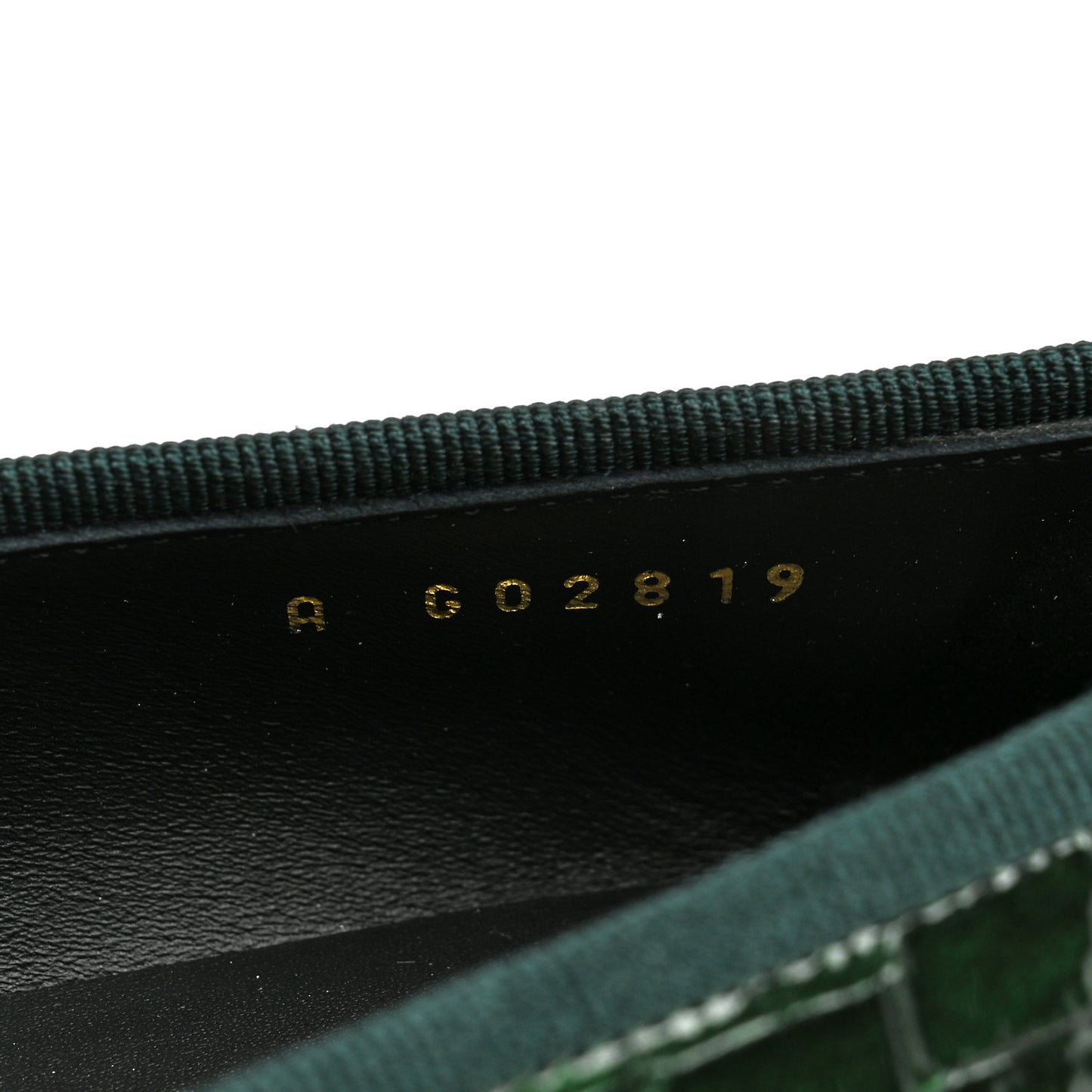 Crocodile Embossed Patent Calfskin Cap Toe CC Ballerina Flats 38 Dark Green Black