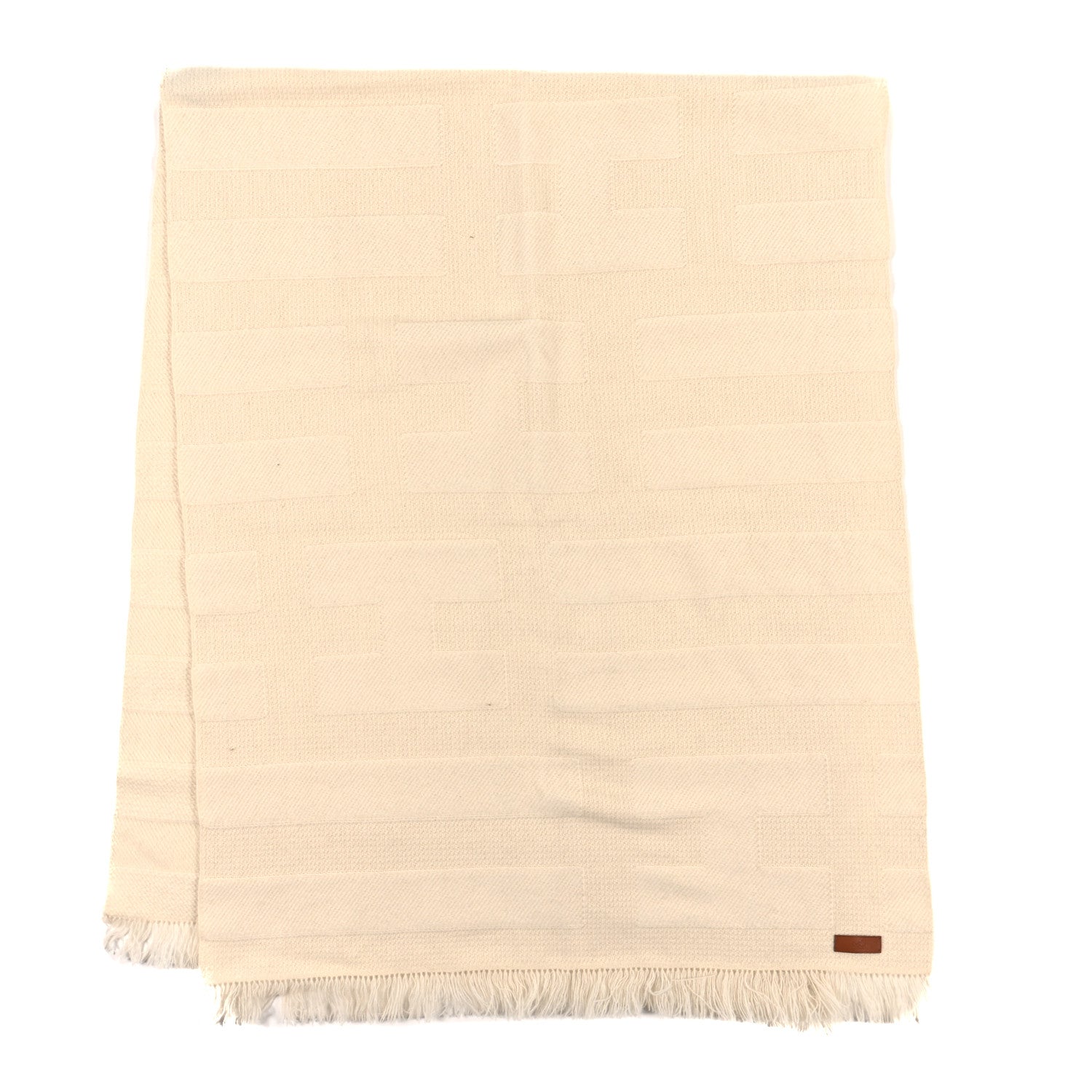 Hermes Cashmere Fringe Rayee H Stole Blanc Casse 2 of 3