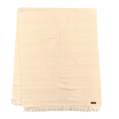 Hermes Cashmere Fringe Rayee H Stole Blanc Casse 2 of 3