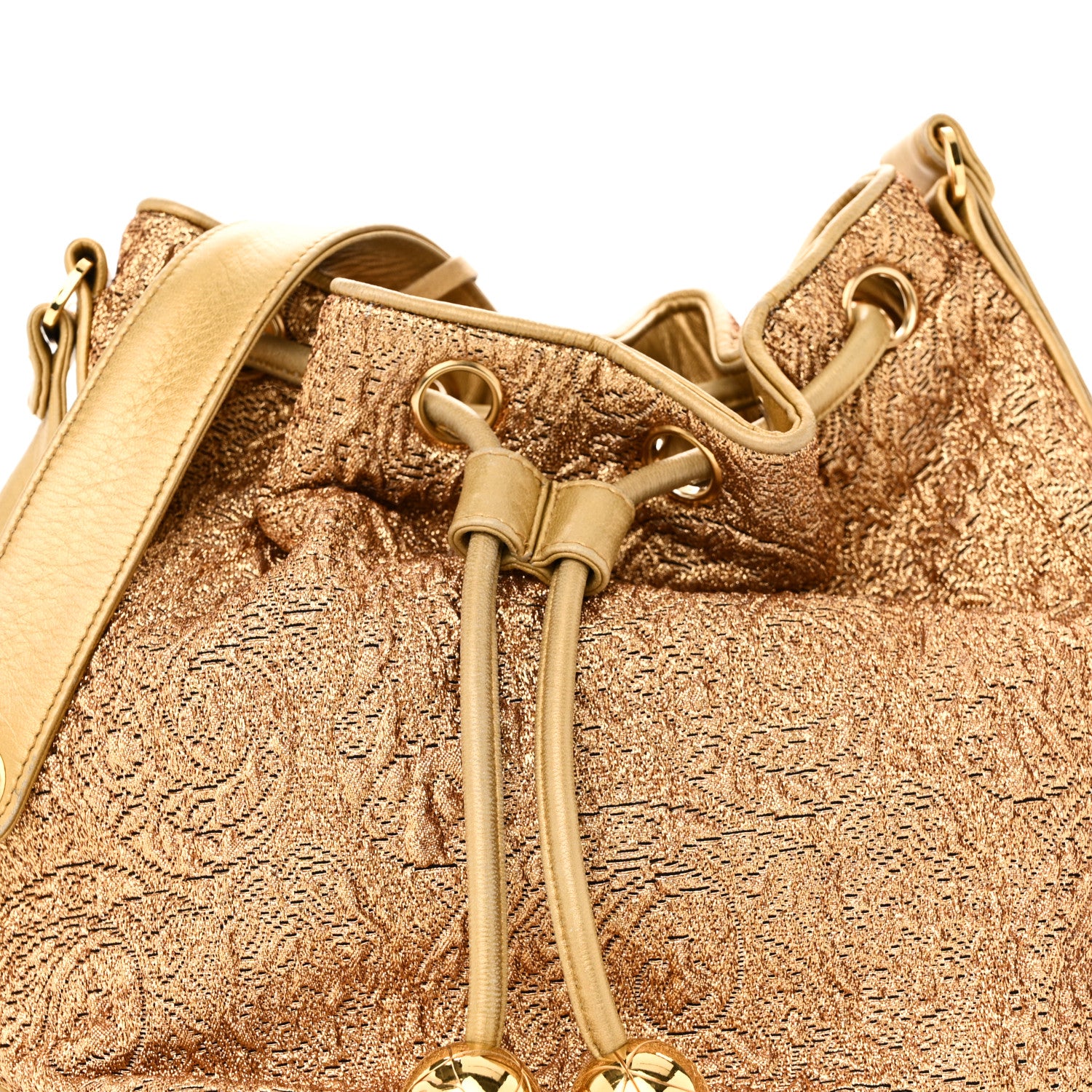 Chanel Metallic Brocade Lambskin CC Drawstring Bag Gold 10 of 12