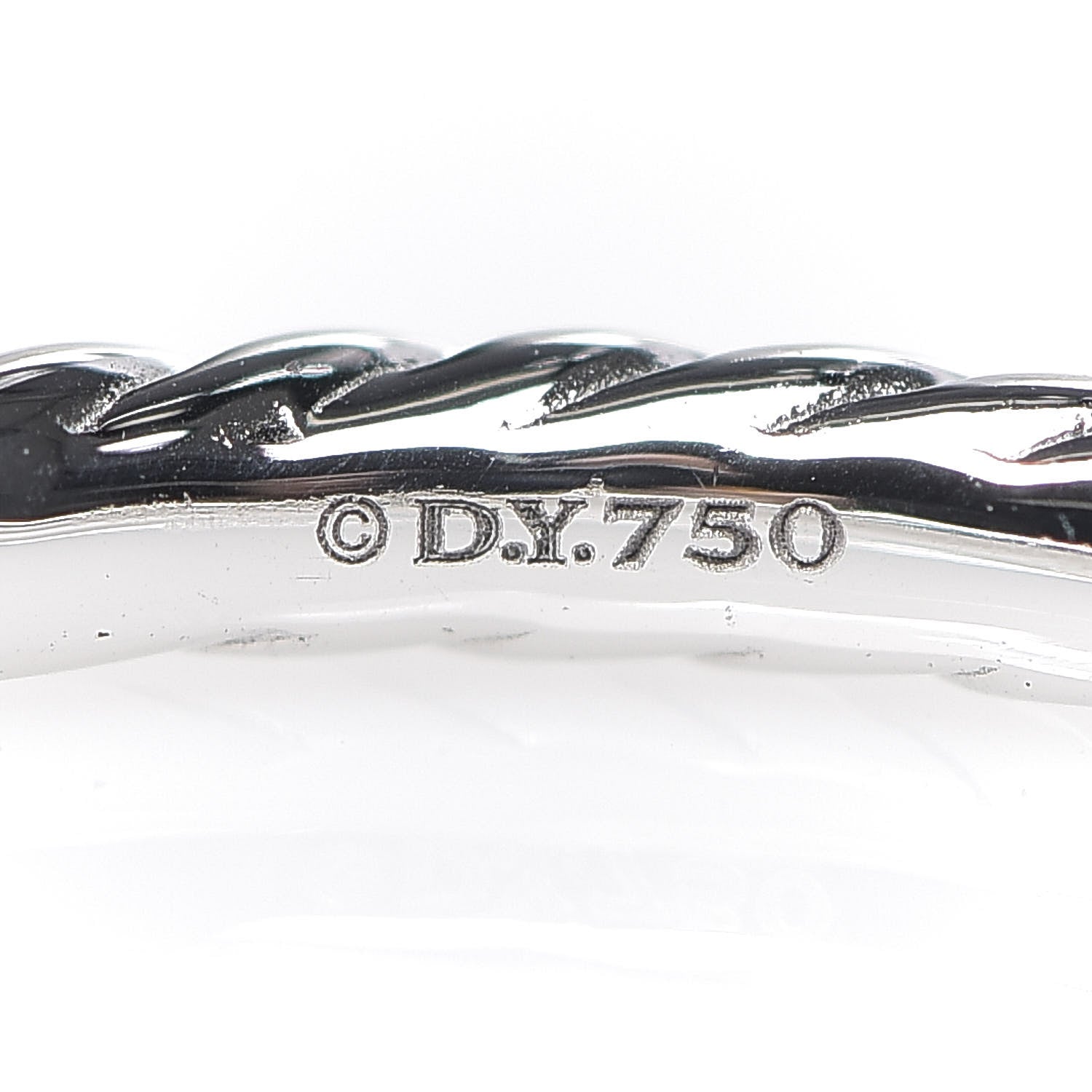 David Yurman 18K White Gold Diamond 2mm Cable Collectibles Band Ring 52 6 5 of 5