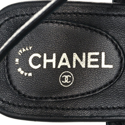 Chanel Lambskin Metal Heart Thong Sandals 37 Black 8 of 8