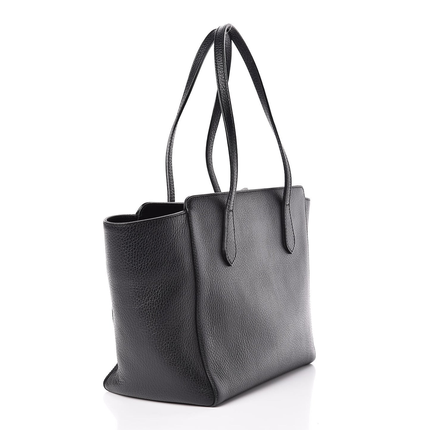 Pebbled Calfskin Small Swing Tote Black