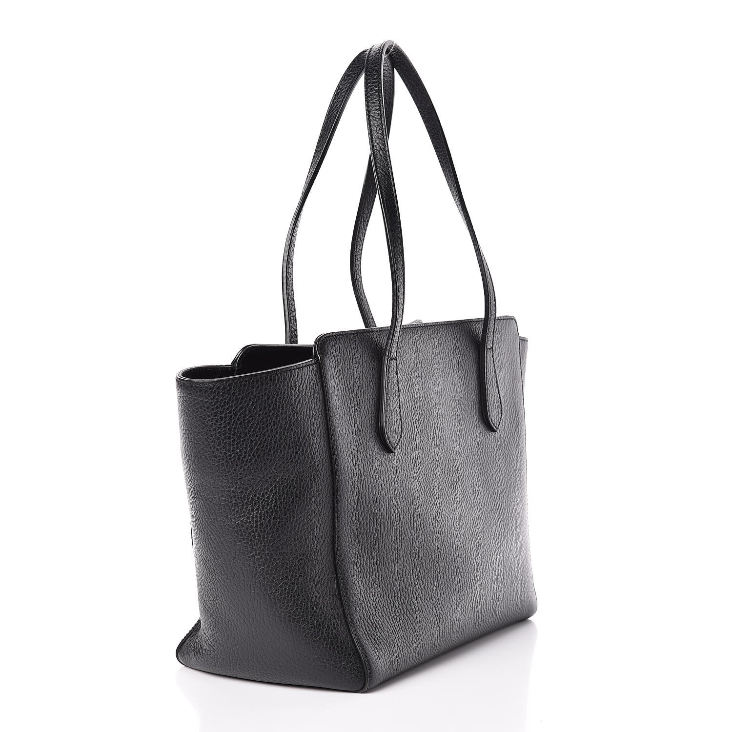 Gucci Pebbled Calfskin Small Swing Tote Black 3 of 15