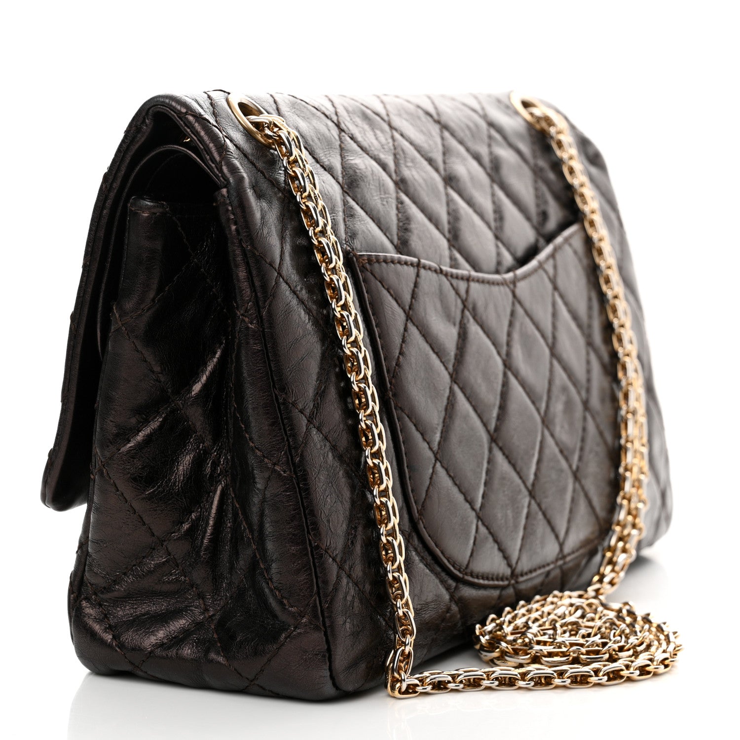 Chanel Metallic Aged Calfskin Quilted 2.55 Reissue 226 Flap Brown 3 of 17
