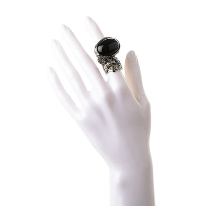 Saint Laurent Glass Cabochon Arty Ovale Ring 4 Gunmetal Black 2 of 3