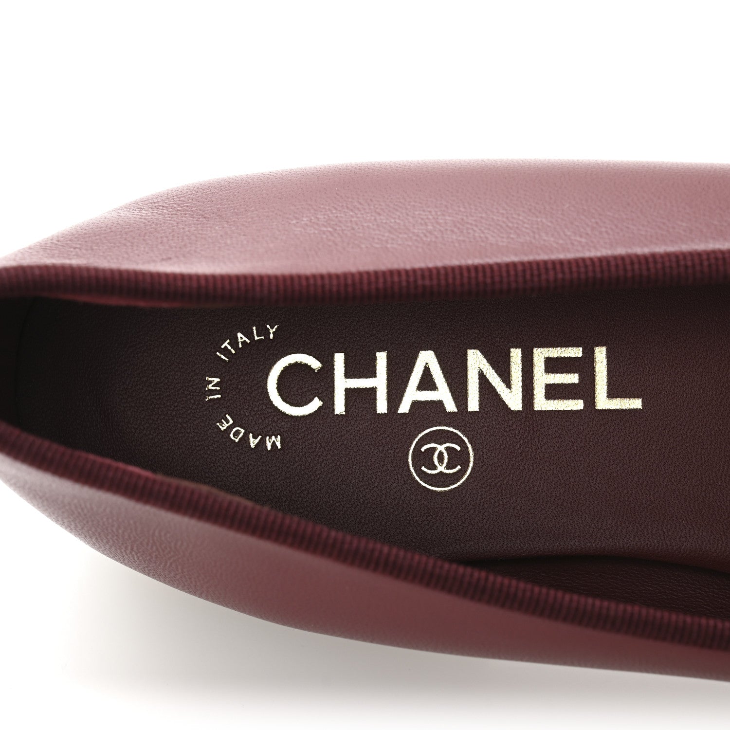 Chanel Lambskin Cap Toe CC Ballerina Flats 39 Burgundy Black 8 of 10