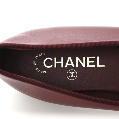 Chanel Lambskin Cap Toe CC Ballerina Flats 39 Burgundy Black 8 of 10