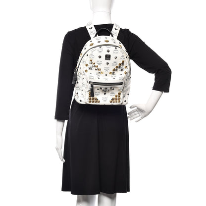 MCM Visetos Studded Small Stark M Backpack White 2 of 9