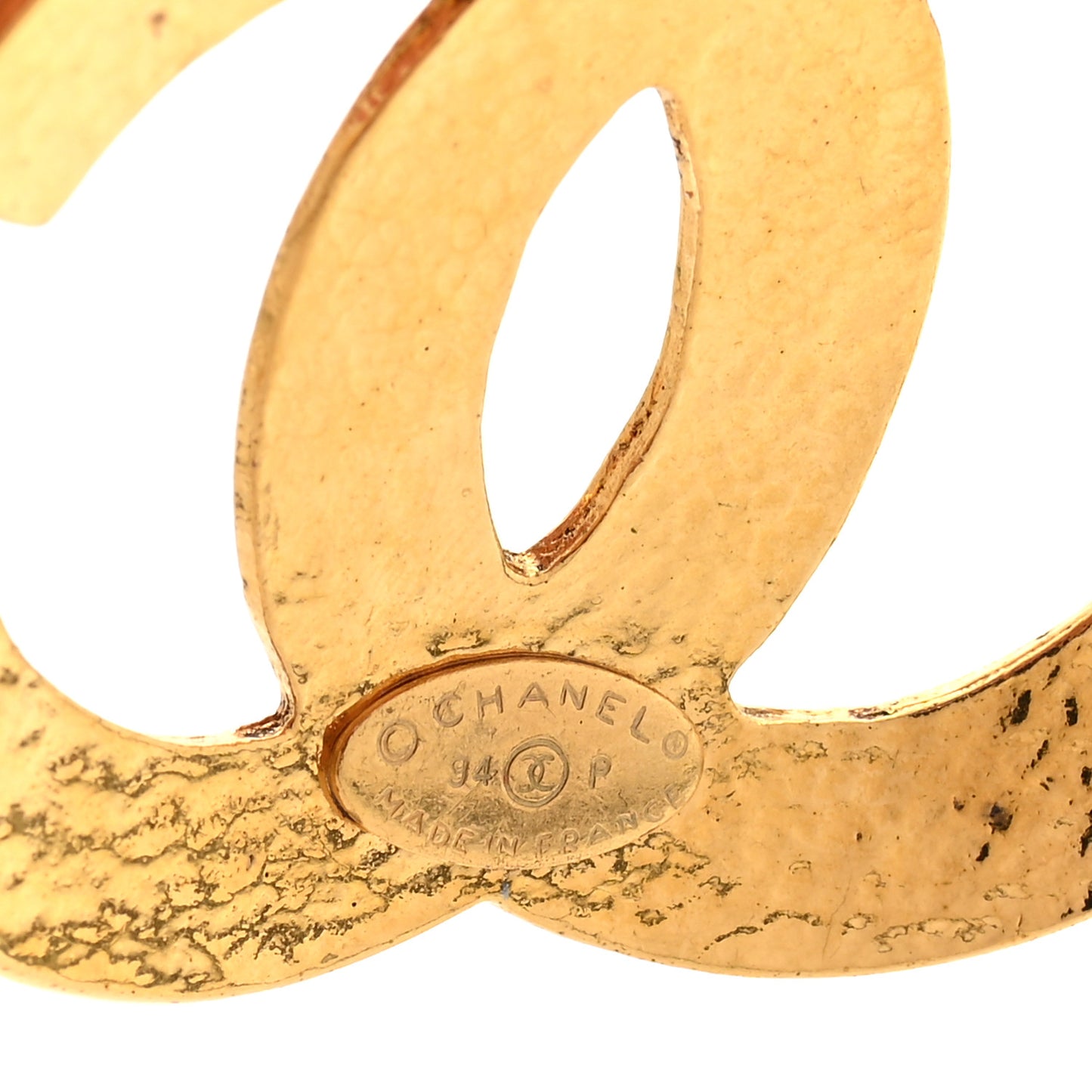 Quilted CC Long Chain Necklace Gold