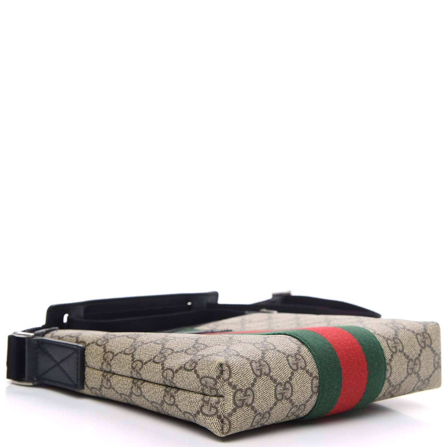 Gucci GG Supreme Monogram Web Messenger Bag Black 4 of 15