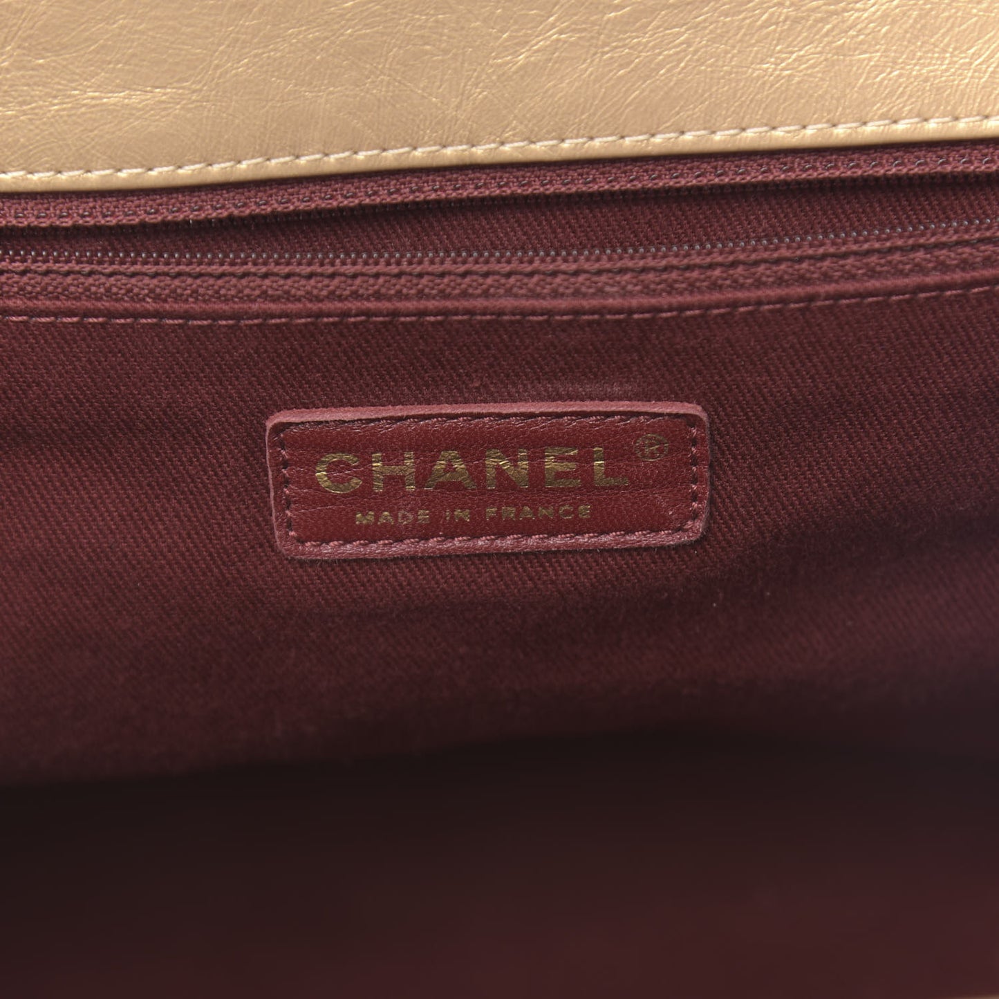Metallic Aged Calfskin Quilted Large Pondichery Flap Gold