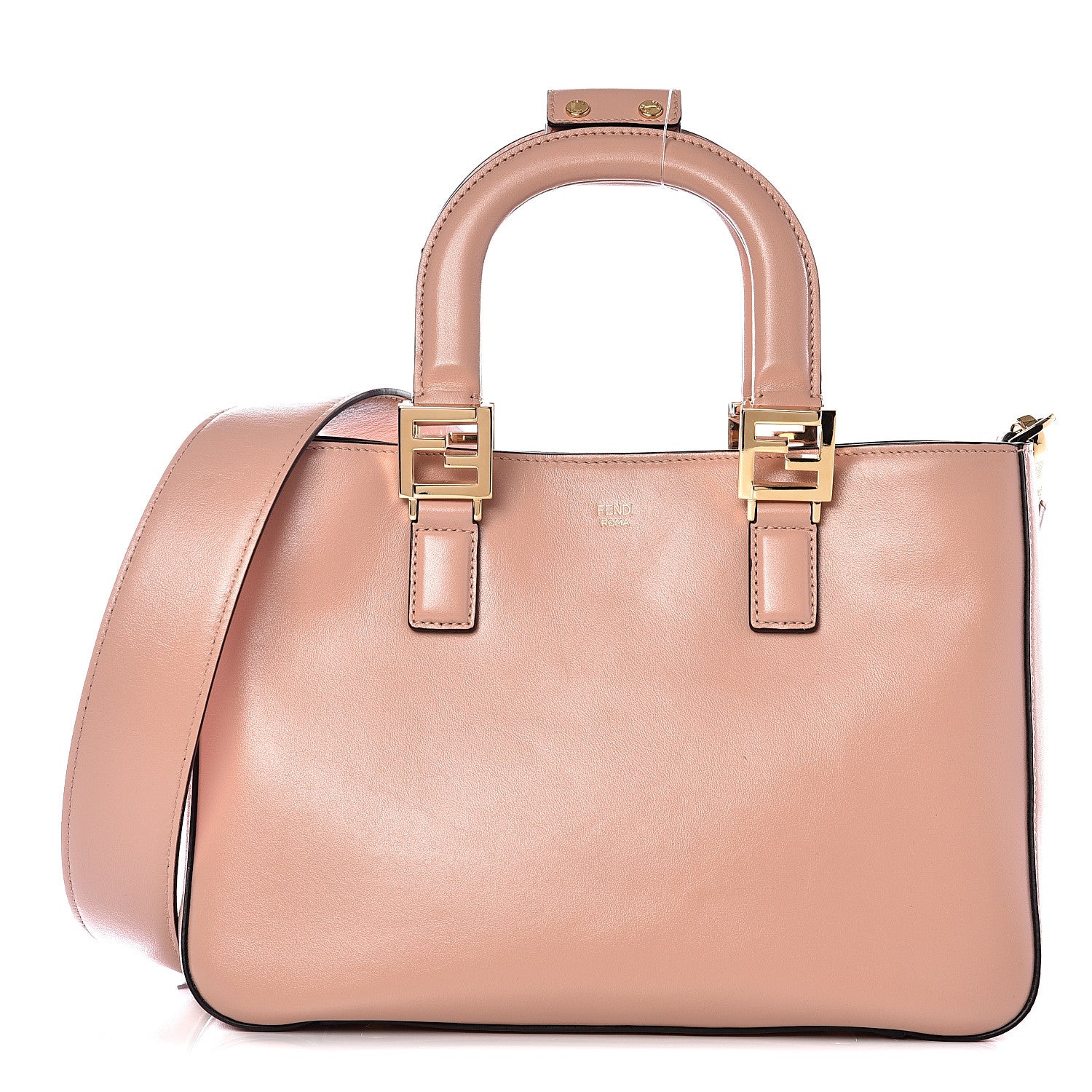 Fendi Vitello Glacier Small FF Tote Rosa Bourbon 1 of 10