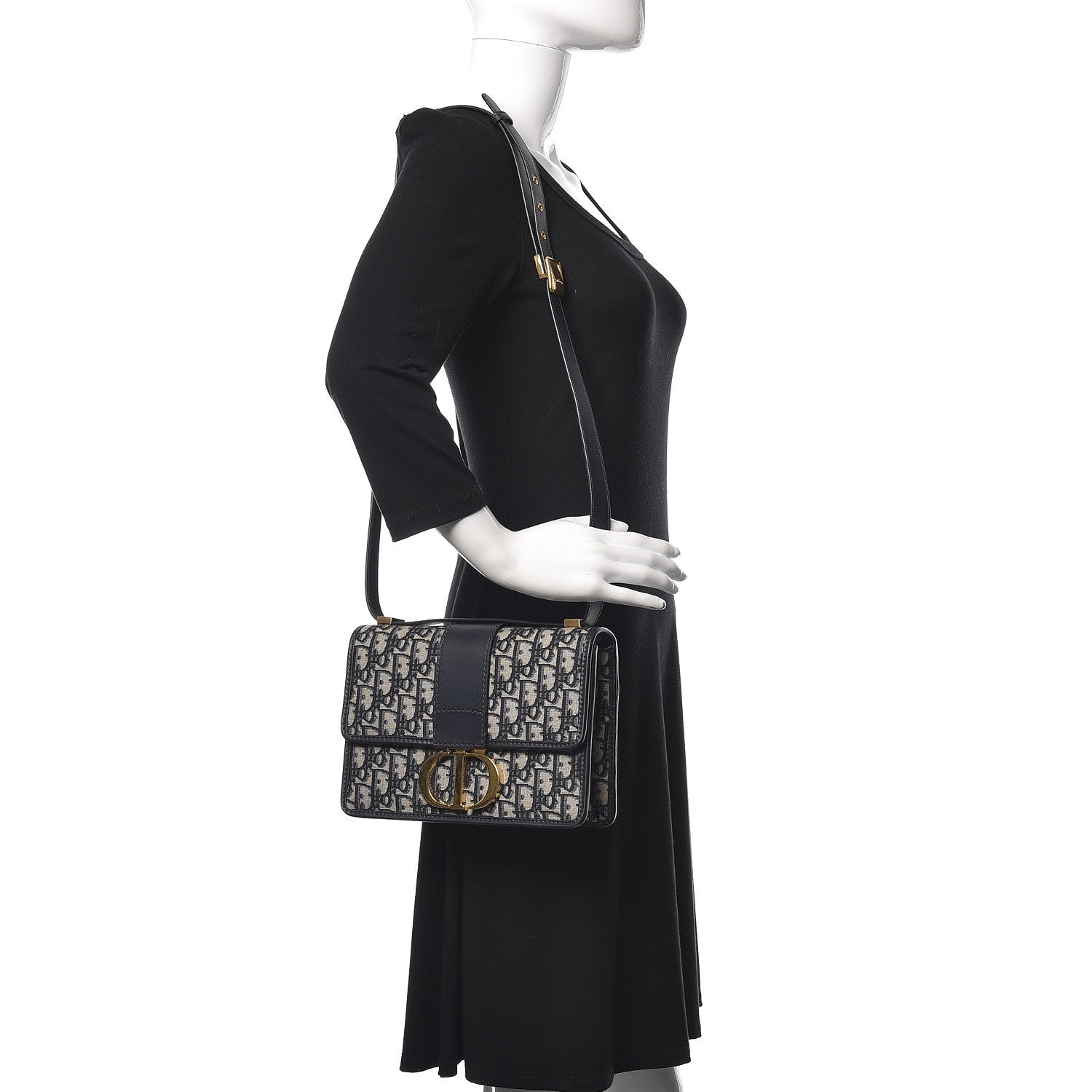Christian Dior Oblique 30 Montaigne Chain Flap Bag Blue 2 of 14