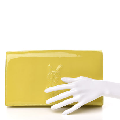 Saint Laurent Patent Calfskin Monogram Large Belle De Jour Clutch Yellow 2 of 6