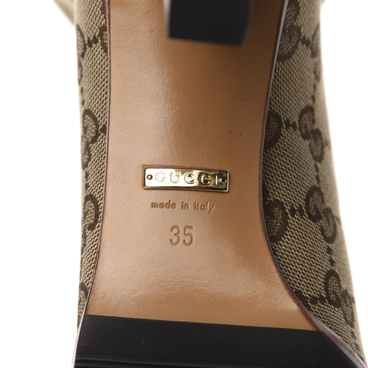 Gucci Monogram Lisa Mid Heel Boots 35 Beige Ebony 7 of 8