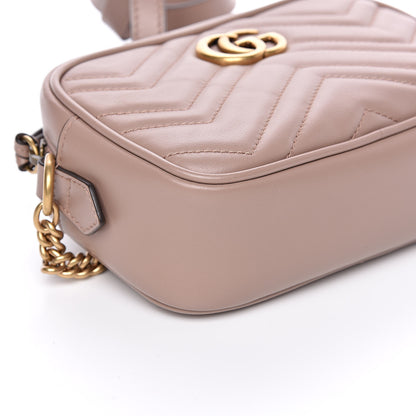 Gucci Calfskin Matelasse Mini GG Marmont Chain Shoulder Bag Porcelain Rose 8 of 10