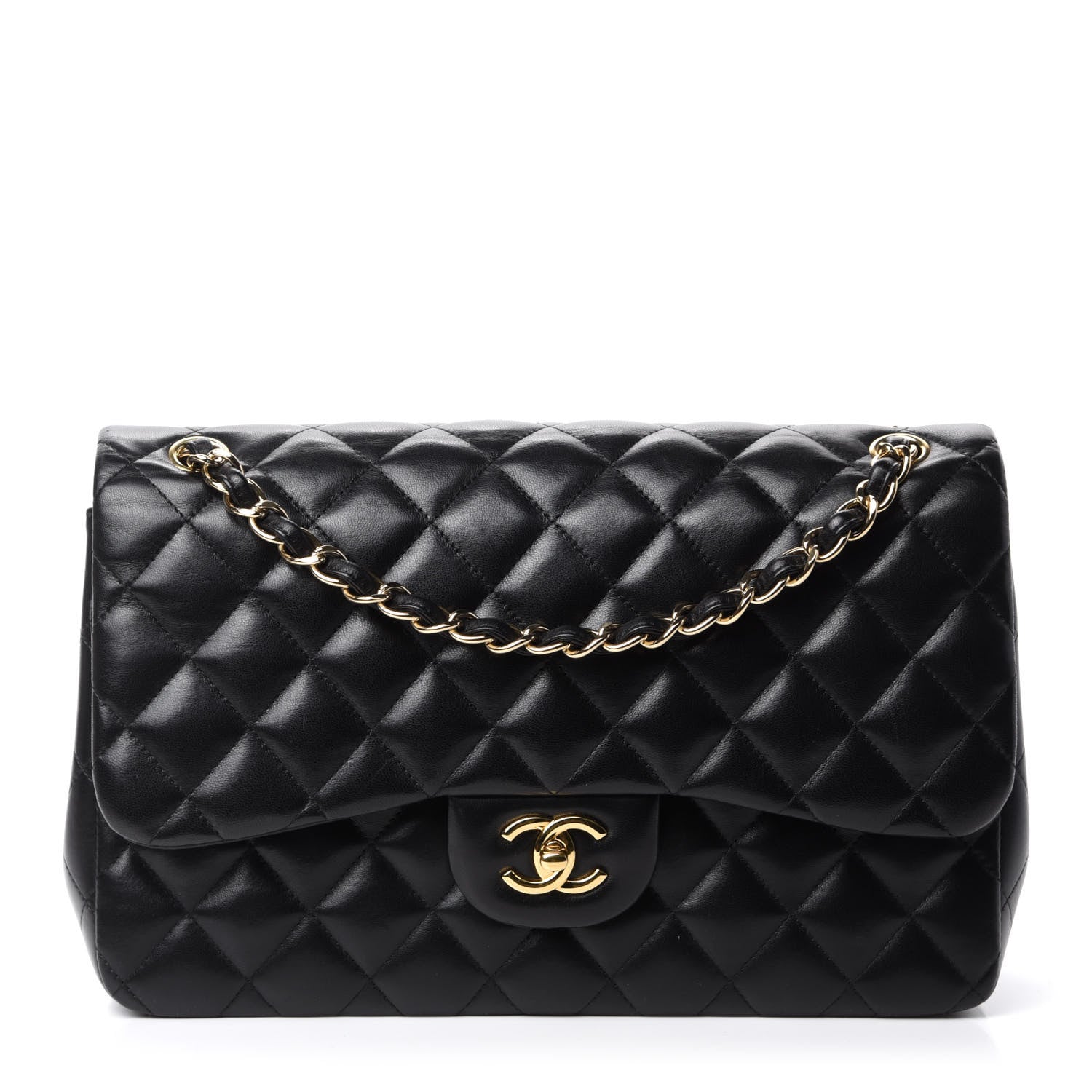 Chanel Lambskin Quilted Jumbo Double Flap Black 1 of 12