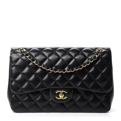 Chanel Lambskin Quilted Jumbo Double Flap Black 1 of 12