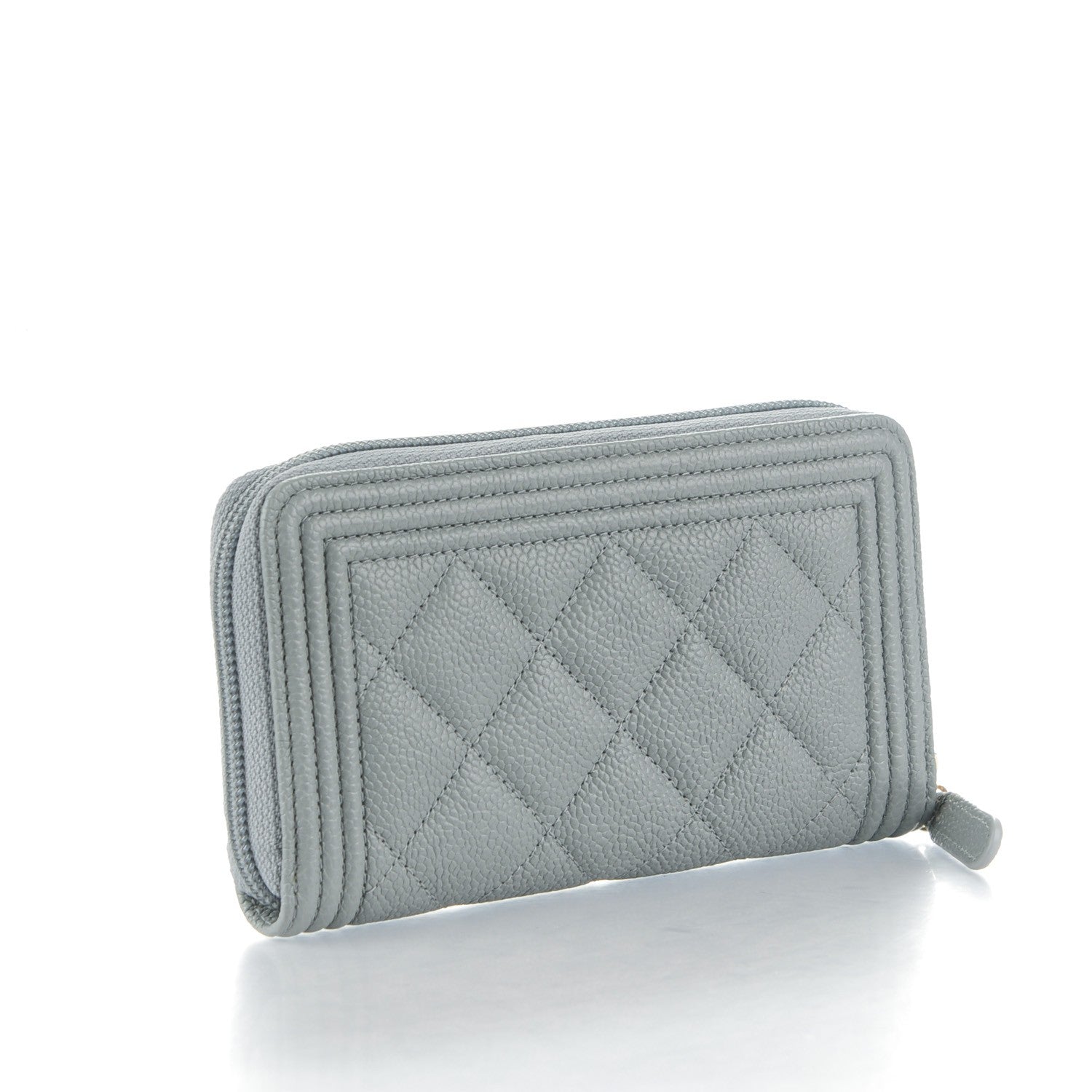 Chanel Caviar Quilted Small Boy Zip Around Wallet Grey 3 of 8
