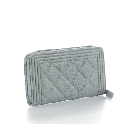 Chanel Caviar Quilted Small Boy Zip Around Wallet Grey 3 of 8