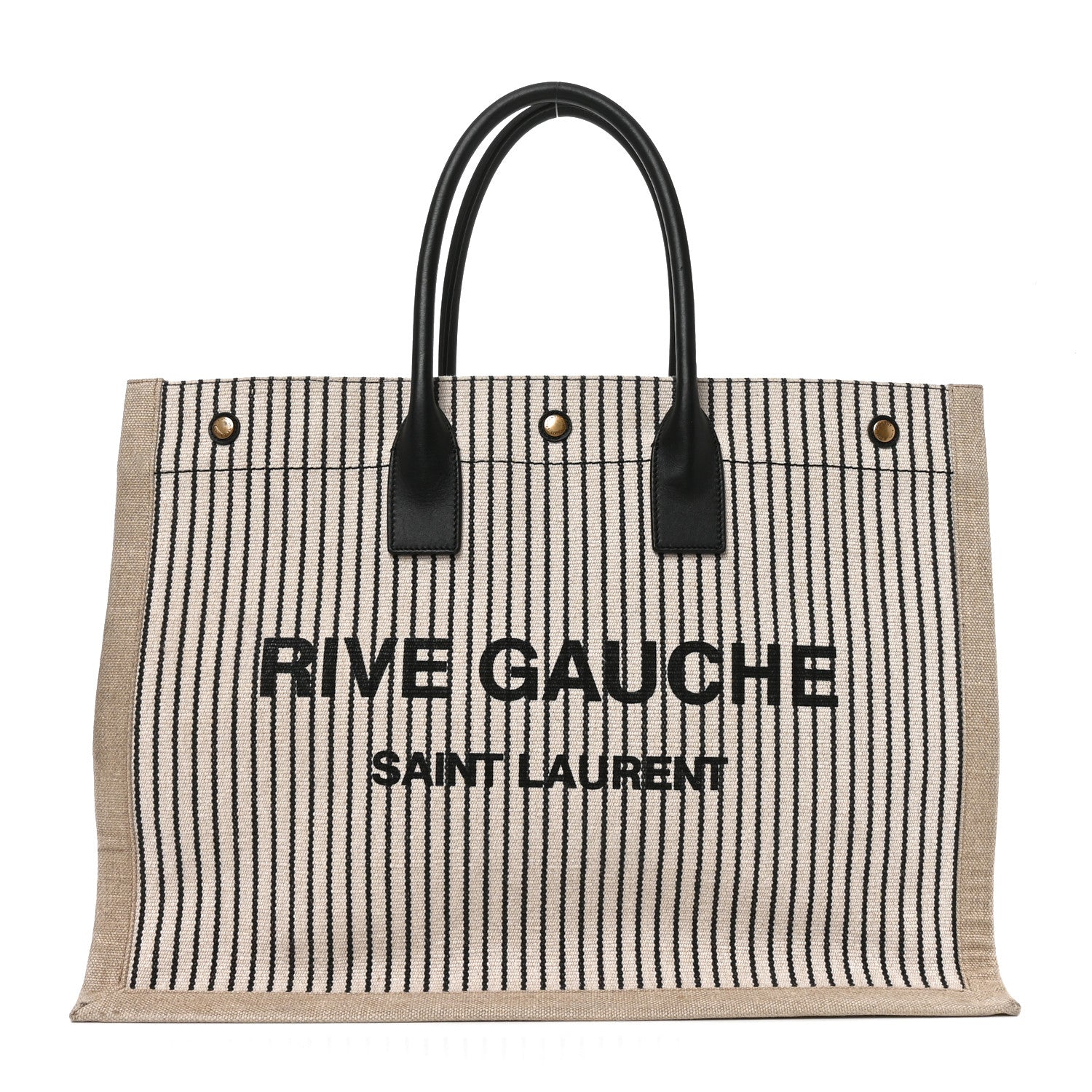 Saint Laurent Linen Calfskin Rive Gauche Tote Natural Black 1 of 10