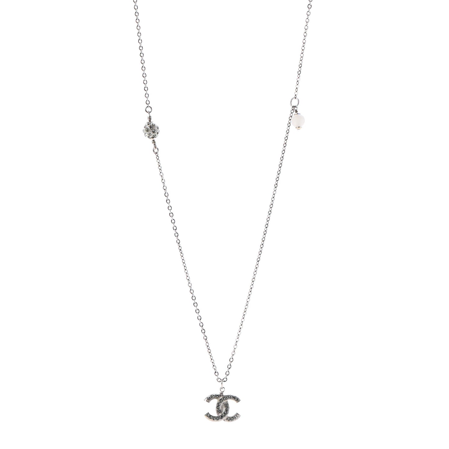 Crystal CC Pendant Necklace Silver