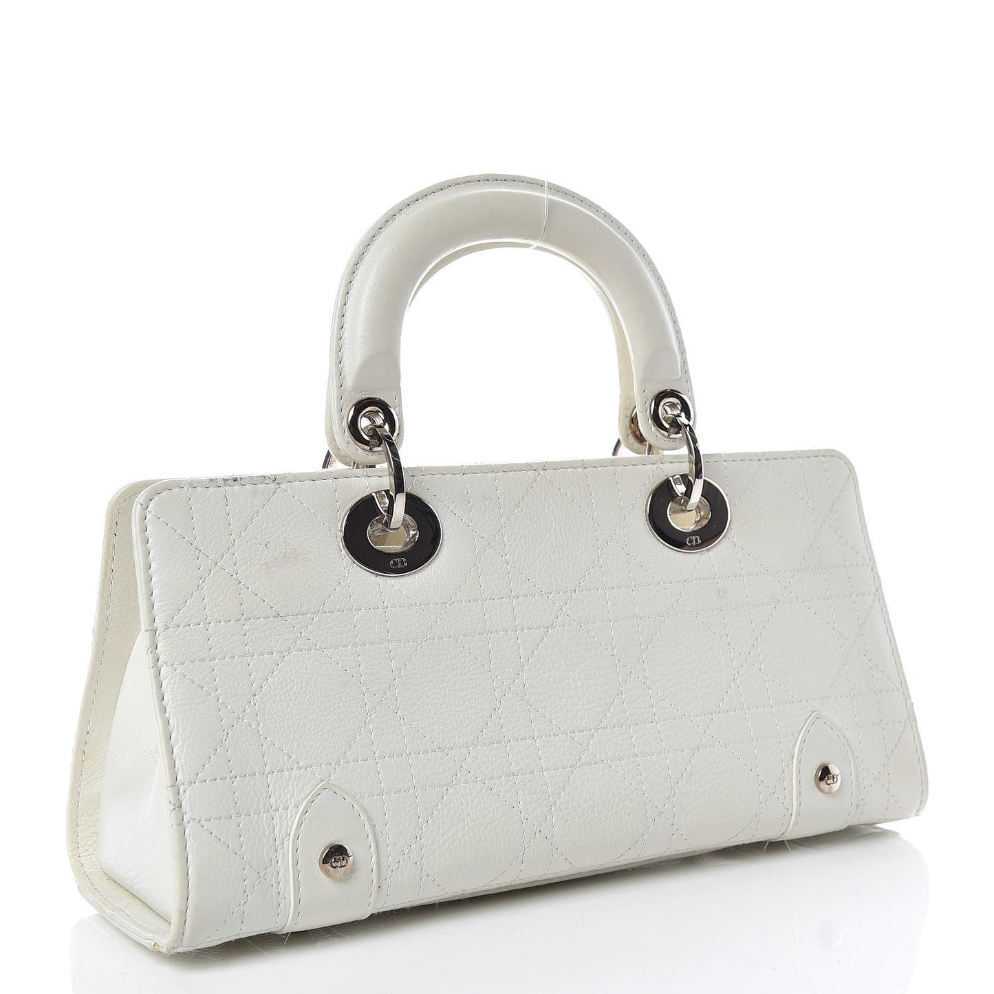 Calfskin Cannage Stitched Small Lady East West Lady Dior White
