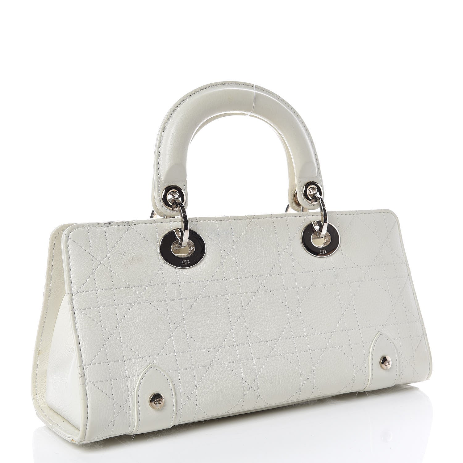 Christian Dior Calfskin Cannage Stitched Small Lady East West Lady Dior White 3 of 26