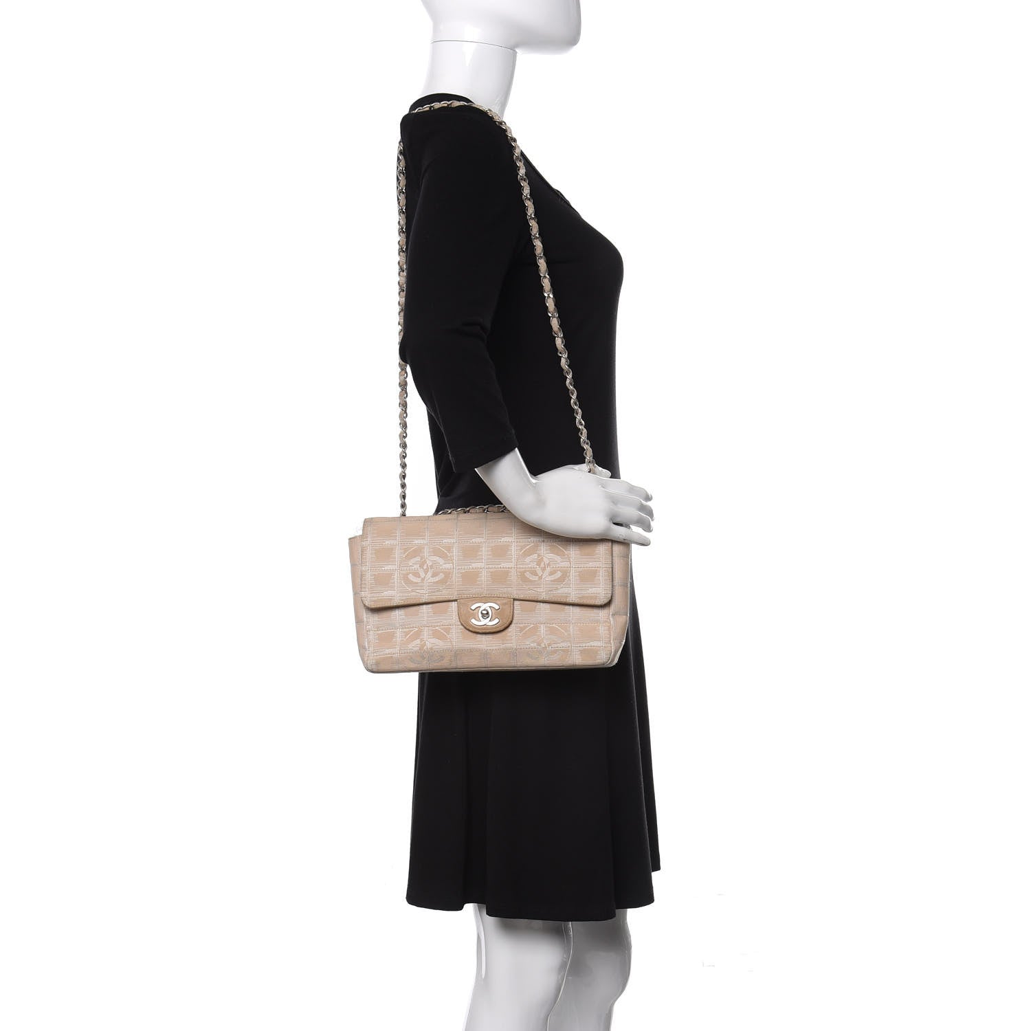 Chanel Nylon Medium Travel Flap Light Beige 2 of 10