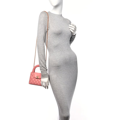 Chanel Shiny Aged Calfskin Quilted Nano Kelly Shopper Coral Pink 2 of 11