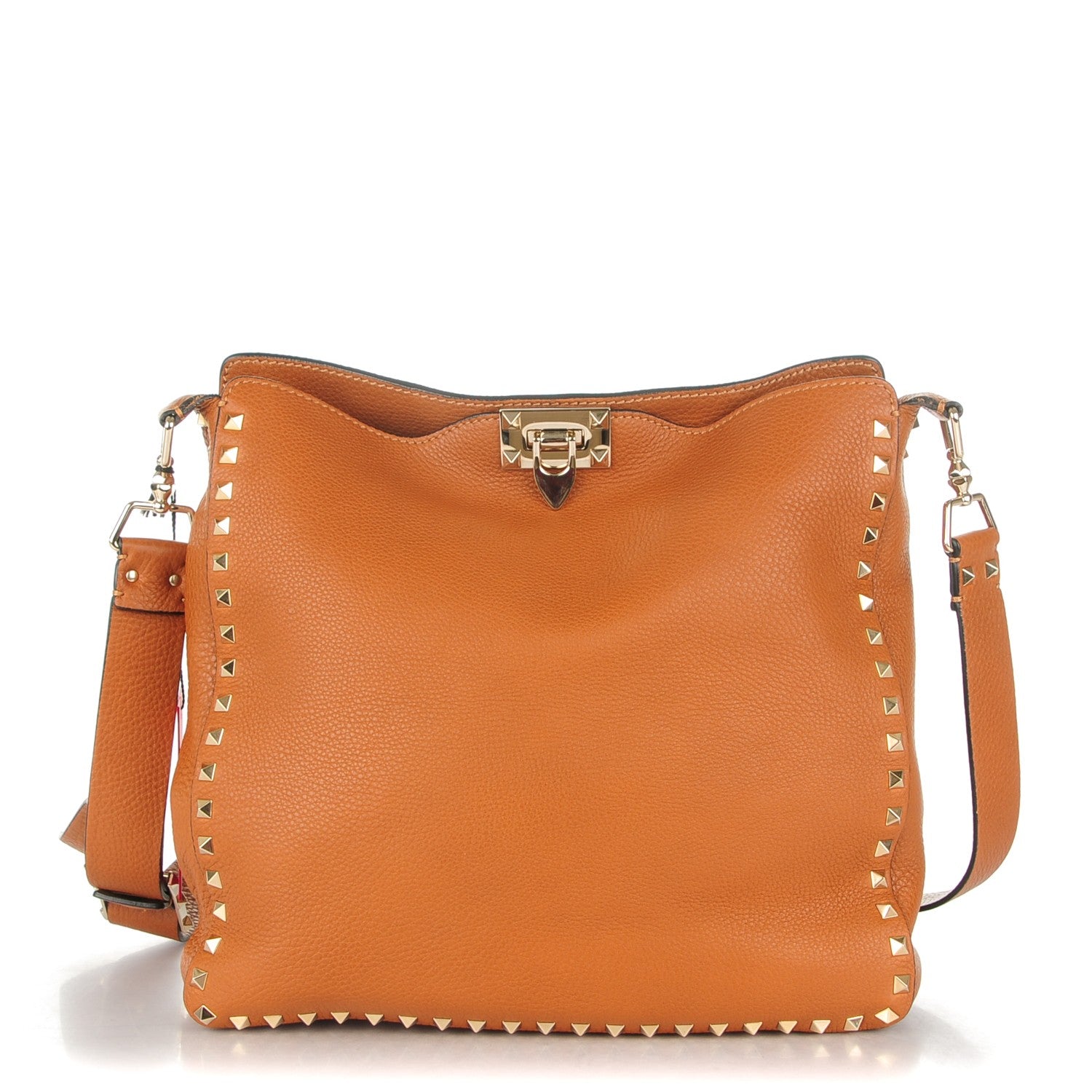 Valentino Garavani Pebbled Calfskin Large Rockstud Flip-Lock Messenger Bag Light Cuir 1 of 7