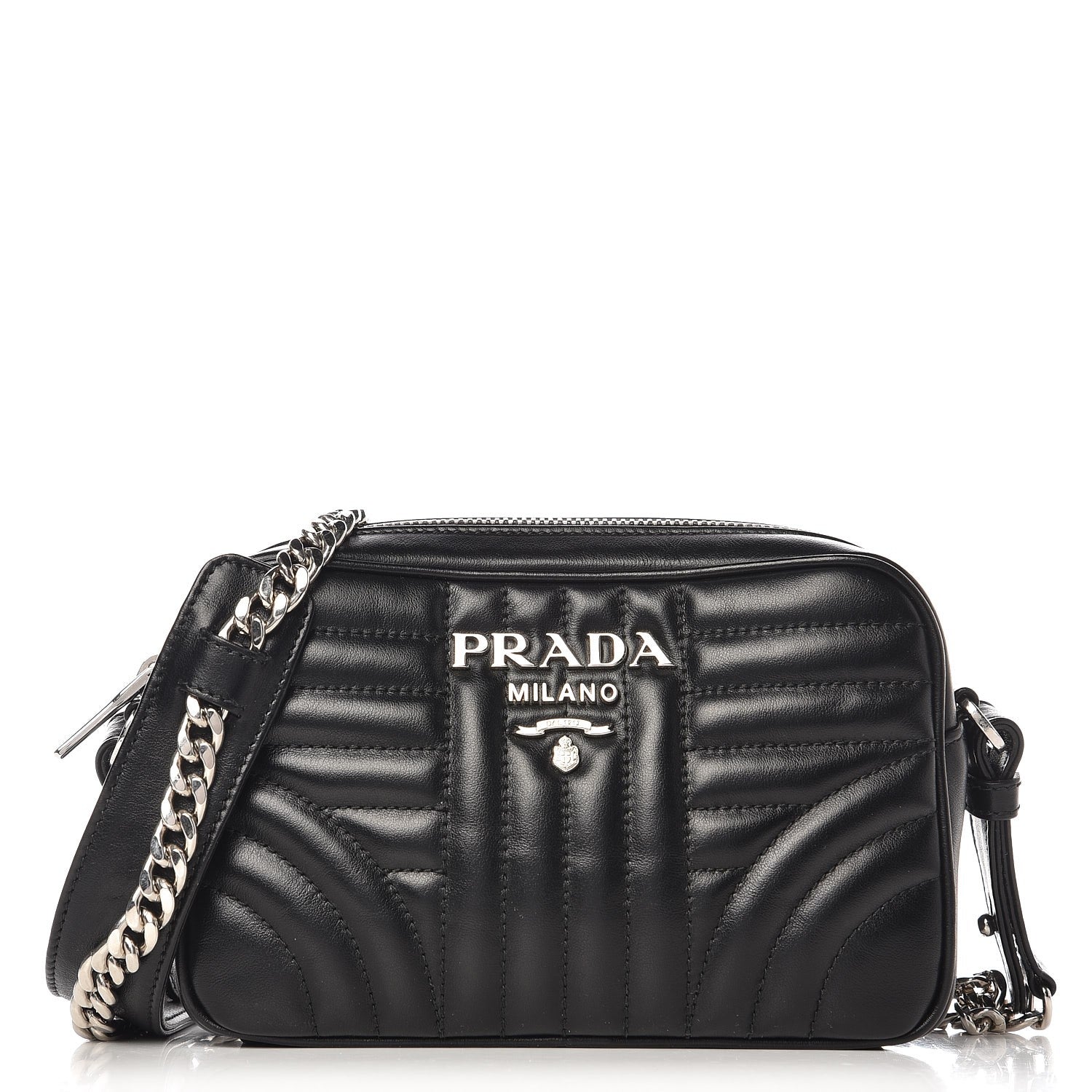 Prada Soft Calfskin Diagramme Crossbody Bag Black 1 of 11