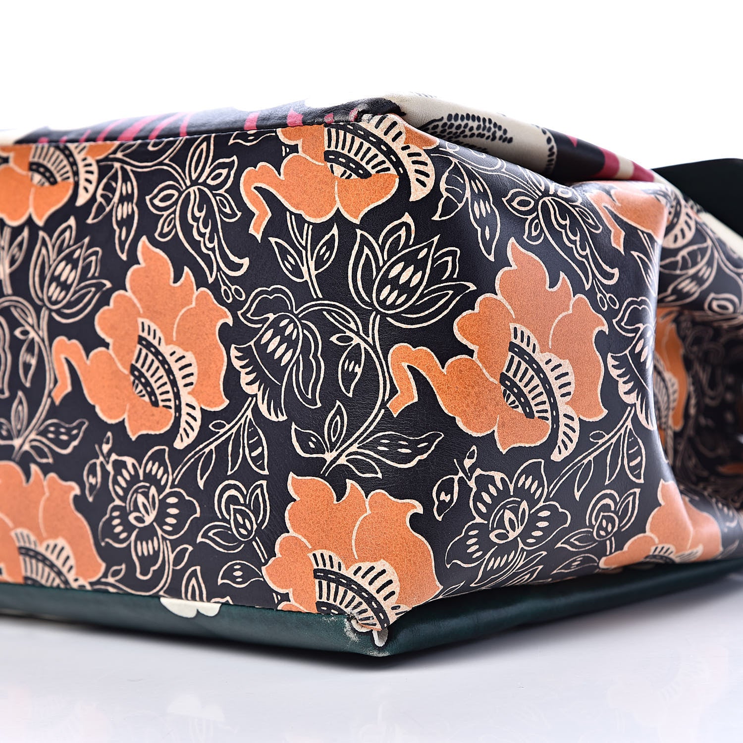Valentino Garavani Calfskin Floral Print Mime Single Handle Bag Green 11 of 12