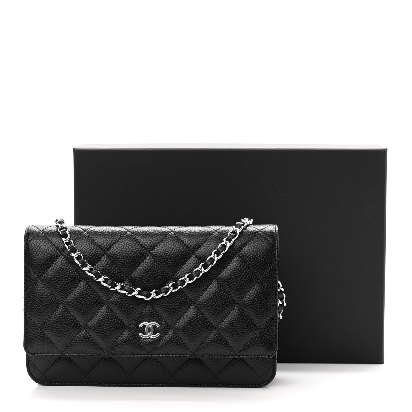Caviar Quilted Wallet On Chain WOC Black