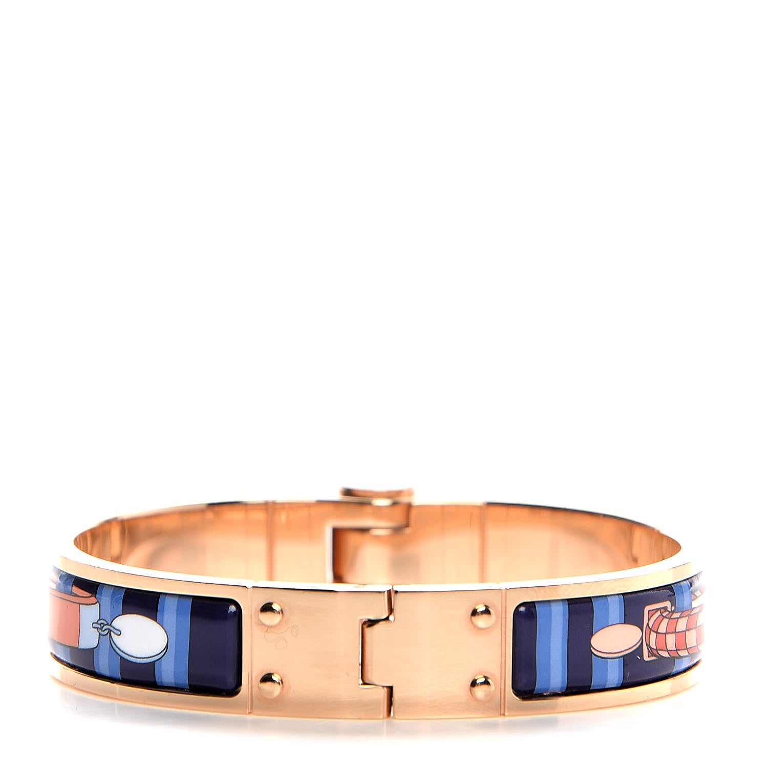 Hermes Enamel Printed Narrow Colliers De Chiens Hinged Bracelet S 3 of 6