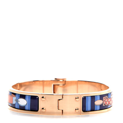 Hermes Enamel Printed Narrow Colliers De Chiens Hinged Bracelet S 3 of 6