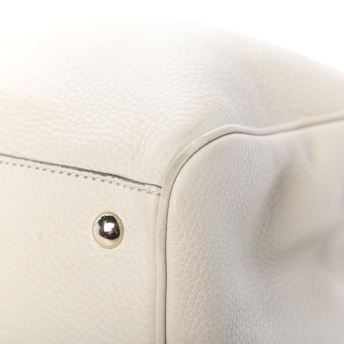 Pebbled Calfskin Medium Bamboo Shopper Tote Off White