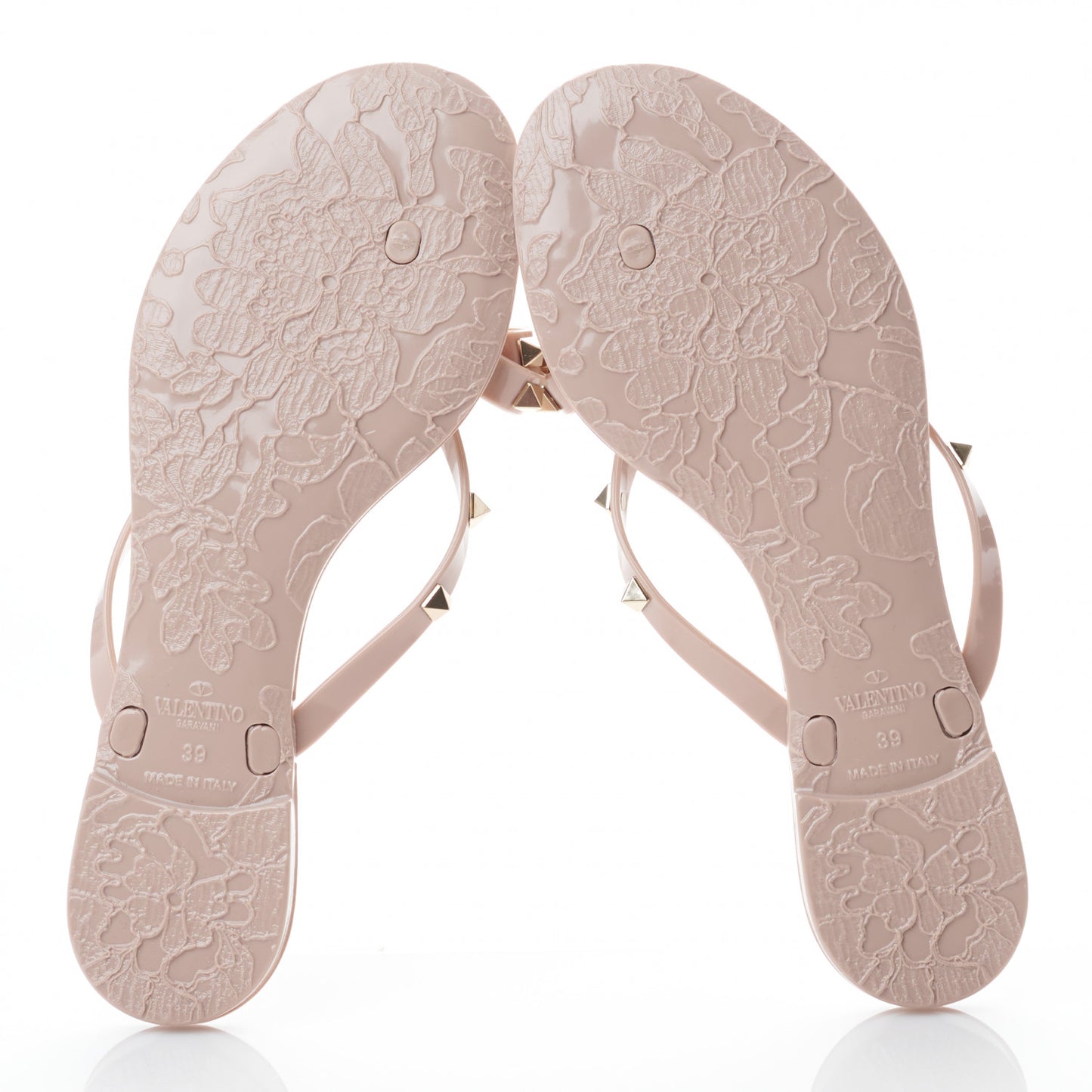 PVC Jelly Rockstud Bow Thong Sandals 39 Poudre